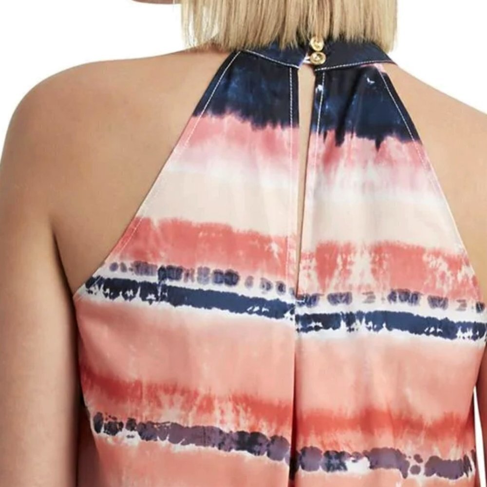 NWT H HALSTON Women's Halter Neck Lava Blossom Printed Blouse Top - Picture 4 of 6